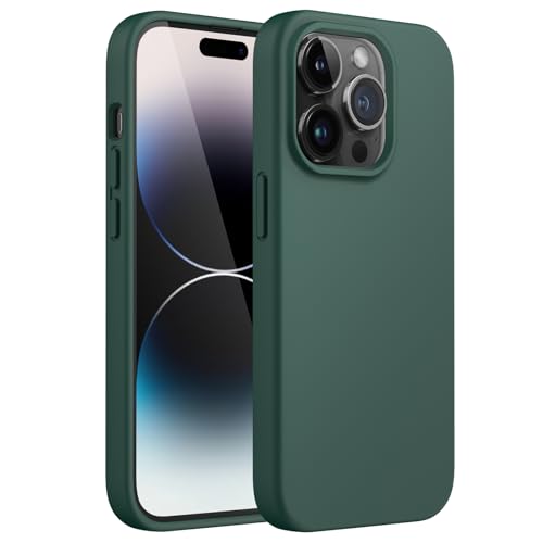 Image of JETech Silicone Cover Case for iPhone 14 Pro Max 6.7-Inch, Silky-Soft Touch Full-Body Protective Phone Case, Shockproof Cover with Microfiber Lining (Midnight Green)