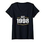 Photo Gallery donna stile vintage est 1998, design per compleanno del 1998 maglietta con collo a v Photo Gallery donna stile vintage est 1998, design per compleanno del 1998 maglietta con collo a v