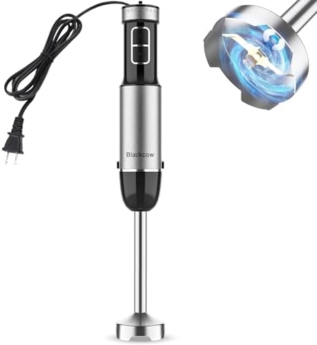 Blackcow Immersion Blender Handheld, 800W Powerful Electric Hand Blender with Titanium Alloy Blades, 12 Speeds & Turbo, Electric Hand Mixer for Smoothies, Soups, Baby Food and Purees