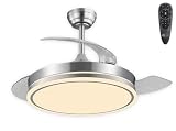 CLAR - Ventilador Techo Aspas Retráctiles, Ventilador Aspas Plegables, Ventilador de Techo con Luz Silencioso, Ventilador Techo Silencioso, Ventilador de Techo con Luz, Ventilador Techo con Luz