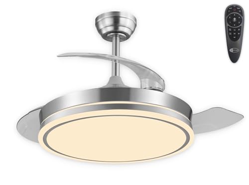 CLAR - Ventilador de Techo Con Aspas Retráctiles y Plegables, Luz Silencioso