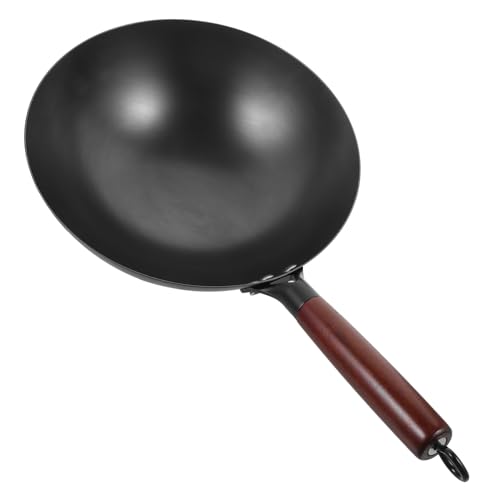 Wok de hierro antiadherente con mango de madera miniatura 7