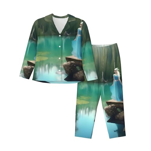 Pyjama 2 pièces femme imprimé ensemble manches longues vêtement de nuit