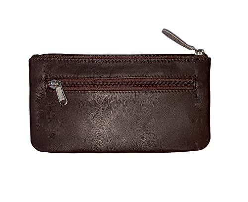 Image of Leather Travel Pouch - Beautifully Handcrafted YKK Zippered Pouch Handmade - 8 x 4 inches.(BROWN)
