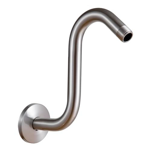 OFFO Shower Head Extension Arm 8 in, Brushed Nickel S Shaped Shower Arm with Flange High Rise Goose...