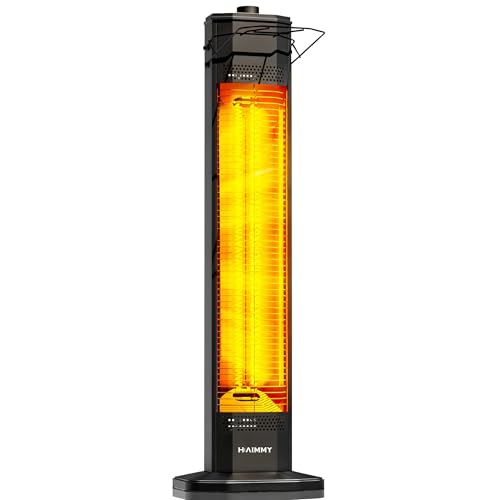 Outdoor Electric Patio Heater, Haimmy 34- inch Outdoor Electric Patio Heater, 1500W Instant Heating, 3 Heat Levels, Tip-Over & Overheat Protection, IPX5 Waterproof Tower Space Heater