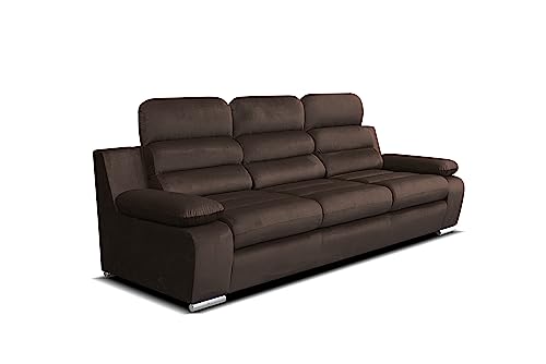 Robin Inspire Canapé 3 Places Salon avec Fonction De Couchage Convertible en Lit Divan 238 x 96 x 95 cm Amber Kronos Marron Foncé