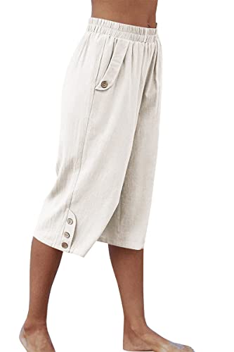 Image of Veatzaer Women's Elastic Waist 3 /4 Capri Harem Pants with Pockets Casual Loose Solid Yoga Trousers S-XXL