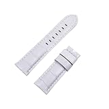 - longueur :115mm*75mm MENGKEG Bracelet De Montre Véritable Motif Crocodile For Bracelet Panerai PAM441 Bracelet Boucle Papillon 24mm 26mm(Grey Grey Line,24mm PAM Mark,Without Buckle)