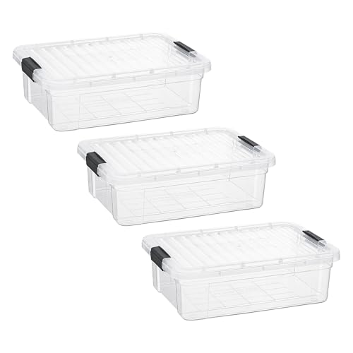 Image of Superio 7.4 Quart Clear Plastic Storage Bin with Lid, Stackable Organizer Box, BPA-Free Storage Container for Home, Garage, School & Office, 3 Pack