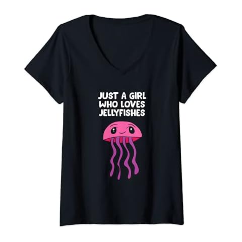 Womens Just a Girl Who Loves Jellyfishes Pet Jellyfish Aquarium V-Neck T-Shirt Cover