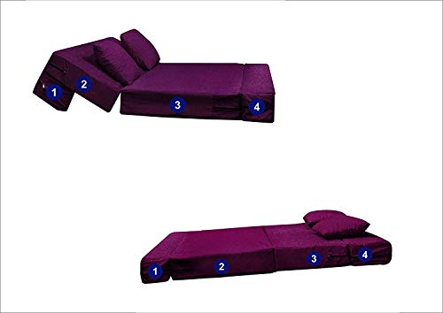 Image of Aart Store Sofa Bed | 4x6, Purple Color- Two Seater | Space Saving Foldable Sofa Cums Bed with Removable Washable Jute-Fabric Cover