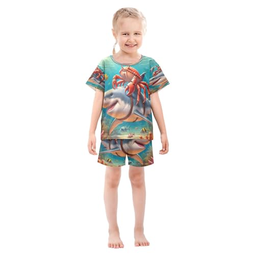 Shark Sea Animals Pajama Set Short Sleeve Nightwear Soft Clothes Set Summer Pajamas Cotton 5Y3