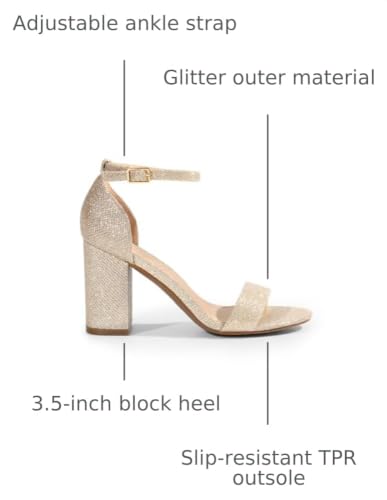 Image of DREAM PAIRS Heels for Women Chunky Block Heel Open Toe Ankle Strap 3.5 Inch Heeled Sandals for Party Date Wedding