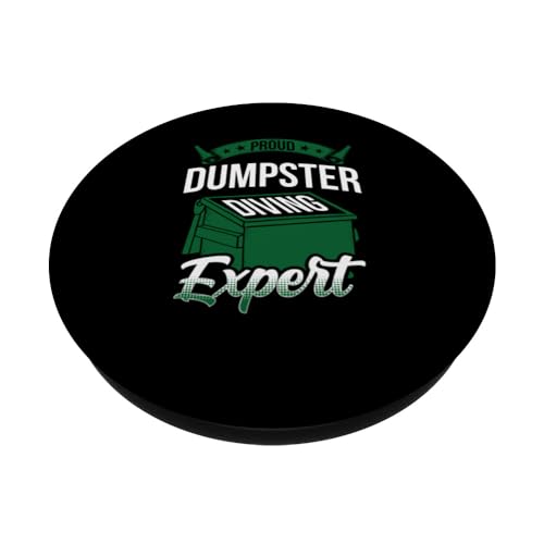 Proud Garbage Diver Fun Trash Bin Dive Dumpster Diving Humor PopSockets Swappable PopGrip, Black - Image 2