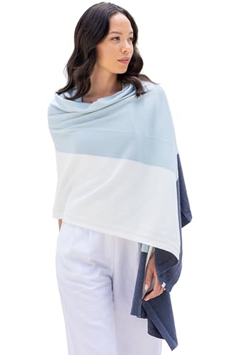 zestt Dreamsoft Travel Scarf, Wrap and Shawl, Organic Cotton, Sky Blue Colorblock
