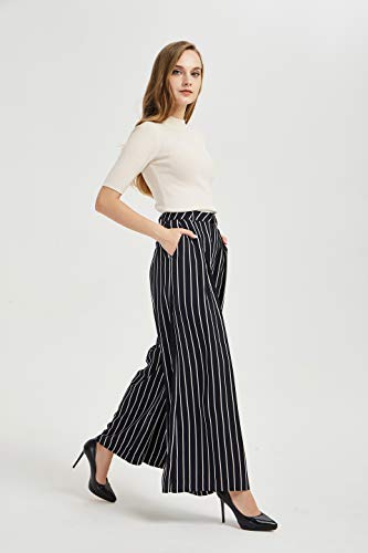 Tronjori Women High Waist Casual Wide Leg Long Palazzo Pants Trousers Regular Size