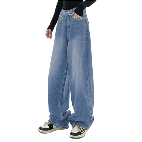 Wide Leg Jeans Woman Lightweight Summer Barrel Baggy Jeans Y2k Casual Loose Fit Trendy High Waisted Denim Pants 20254