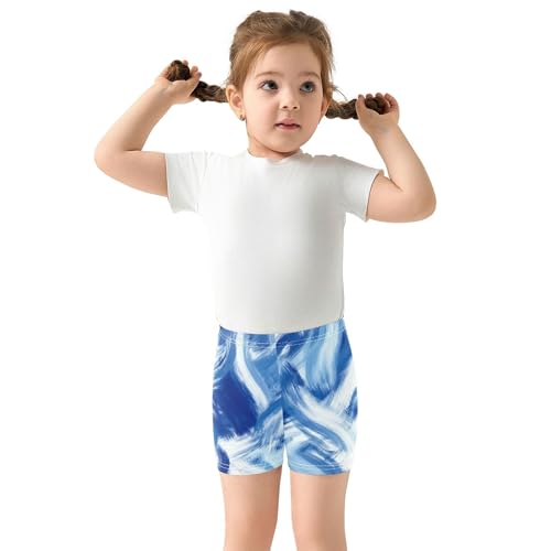 Joisal Abstract Brush Strokes Blue Toddler Biker Shorts Girls Cotton Shorts Under Dress Cartoon 4t Summer Outfits3