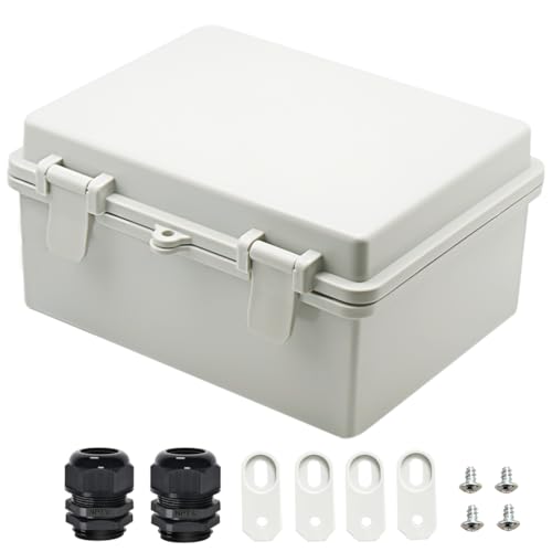Zulkit Junction Box ABS Plastic Dustproof Waterproof IP65 Electrical Boxes Hinged Shell Outdoor Universal Project Enclosure 8.7 x 6.7 x 4.3 inch (220x170x110 mm)