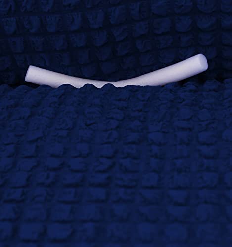 Image of House of Quirk Turkish Bubble Frill Five Seater 3 + 1 + 1 Sofa Slipcovers 280 GSM, Durable Washable Universal Triple Seater High Elastic Furniture Protector (Navy)