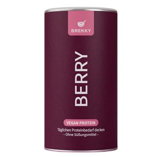 BREKKY - Batido de proteínas de bayas - Vegano - Ingredientes 100% naturales - Sin edulcorantes - Perfecto como batido y recetas - Proteínas vegetales de alta calidad - Desayuno y entrenamiento