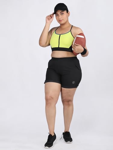 Image of CHKOKKO Sports Shorts for Women Running Gym Workout - Dry Fit Quick Dry Double Layer Inner Compression with Pockets | Breathable Lightweight Athletic Wear Above Knee BLKDARKGREY 3XL