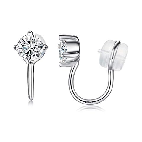 VIKI LYNN Women 925 Sterling Silver Cubic Zirconia Non Pierced Clip on Earrings Cover