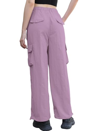 Image of Cromoncent Cargo Pants Girls & Women Parachute Pants Y2K Baggy Rave Clothes Waterproof with Pockets, 6 Years - 3XL
