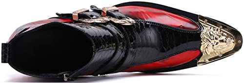 Santimon Mens Chelsea Boots Dress Casual Party Western Boots Metal Tip Toe Genuine Leather Zipper Buckle Two Tone Ankle Boots Fashion Cowboy Disco Singer Ballroom Wedding Tuxedo Chukka Boots3