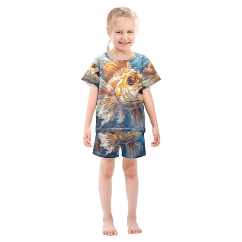ALAZA Nautical Fish Pajama Set Short Sleeve Sleepwear Soft Lounge Nightwear3