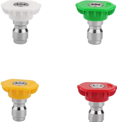 Huanherad Pressure Washer Spray Nozzle Tips, Power Washer Soap Nozzles Multiple Degrees, 1/4'' Quick Connector (4-Pack) II
