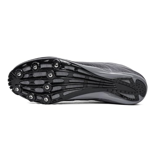 Zakey Track and Field Shoes Men Women Kids Spikes Sneakers Track Race Jumping Sneakers Girls Professional Running Nail Spikes Shoes Boy (4.5,BlackGray)