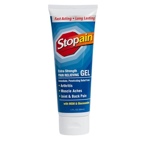 Stopain Pain Relief Gel 3oz USA Made, Max Strength Fast Acting with MSM, Glucosamine, Menthol for Arthritis, Lower Back Sciatica, Knee, Neck, HSA FSA Approved Topical Analgesic Products