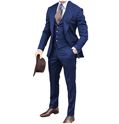 JinXuanYa Men's 3 Piece Slim Fit One Button Formal Business Men Suit Groomsman Tuxedos for Wedding(Blazer+Vest+Pant)2