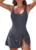 Aleumdr One Piece Swimdress Swimsuits for Women Tummy Control Swim Dresses Skirt Bathing Suit Black Small