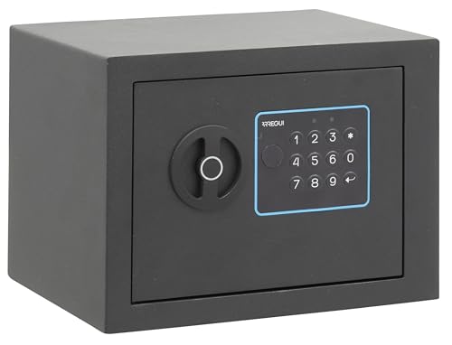 ARREGUI Blue 650100 Caja Fuerte de Acero con Cerradura Electrónica | 17x23x17 cm | 5 L | Caja de Seguridad para Casa y Hogar | Teclado con Códigos Programables | con Llave de Emergencia | grafito
