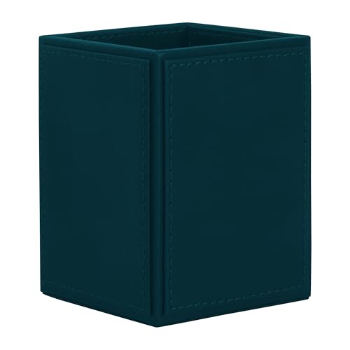 Image of V-CUBE DESIGNS Premium Vegan Leather Pen Holder for Desk & Study Table Accessory | Marker /Pencil Stand for Student | Stationery Organizer for Office Table & Home | 6mm Thickness with MDF Core |Teal