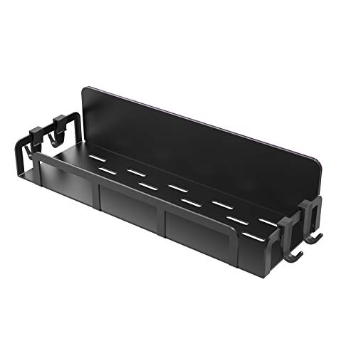 YURONG Refrigerator Magnetic Spice Rack Organizer, Strong Magnetic Shelf with 4 Removable Hooks, Single Tier Magnetic Fridge Spice Storage,Christmas decorations(1 Pack,Black)