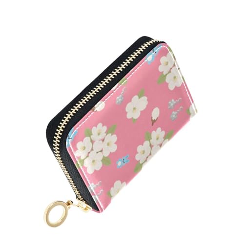 Women's Flowers Floral Bunny Rabbit Credit Card Holder Wallet Leather Zipper Card Case for Ladies Girls 20300579