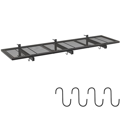 Image of Garage Wall Shelf, Heavy Duty Garage Shelving, 46 inchX 12.5 inch Wall Mounted Shelves, Metal Floating Storage Rack with 4 Hooks, Utility Organizer Max Load 160 LBS for Laundry Room, Basement, Workshop