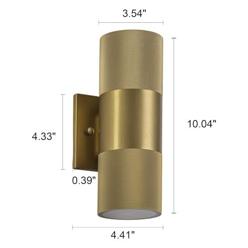 Image of Modern LED Outdoor Wall Sconce, 10 inch Gold Up and Down Wall Lights