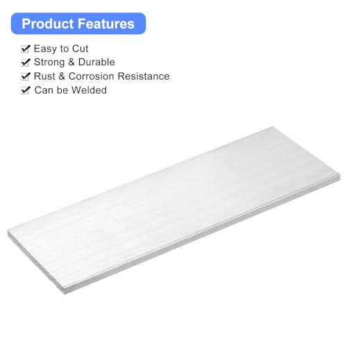 Image of uxcell Square Aluminum Flat Bar, 1 /4 inch Thick 3.1 inch Width 10 inch Length Square Aluminum Bar 6061 Aluminum Flat Plate, 6 x 80 x 254mm T6511 Solid New Mill Stock for Industrial Building