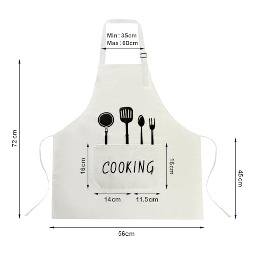 Vicloon Unisex Waterproof Aprons, Adjustable Bib Apron with 2 Pockets, Machine Washable Cooking Kitchen Apron - Image 2