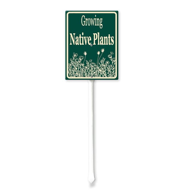 Geroclonup Outdoor Yard Sign Growing Native Plants Yard Sign with Stake 11.5x15cm Aluminum Outdoor Decoration Sign Rustproof Sturdy Aluminum Sign for Outdoor Use Easy Install Set of 1