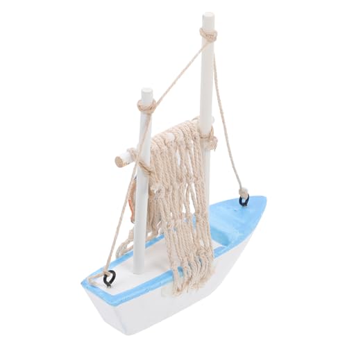 RORPOIR 1Pc Mediterranean Wooden Sailboat Decor Creative Model for Home Decoration Unique Nautical Design for Office Living Bedroom Display
