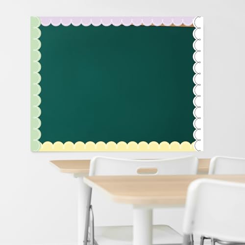 Image of Fuutreo 6 Roll 197 ft Pastel Squiggles Bulletin Board Borders Squiggles Classroom Decoration Scalloped Border Trim Decor for Back to School Chalkboard Office Wall