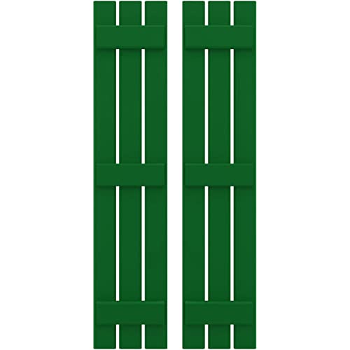 Ekena Millwork ARW401SB311X41HGH Americraft Three 3 Exterior Real Wood Spaced Board-n-Batten Shutters (Per Pair), 11 1/2"W x 41"H, Viridian Green