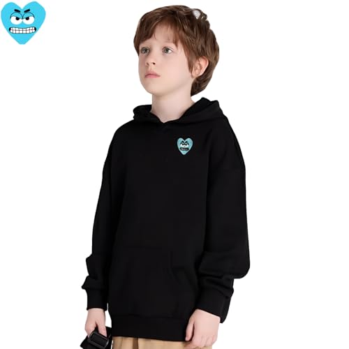 Boy Hoodie Cute Snag Eyes Heart Embroidery O-neck Cotton Pullover Kangaroo Pocket Thick Fall Loose Sweatshirt2