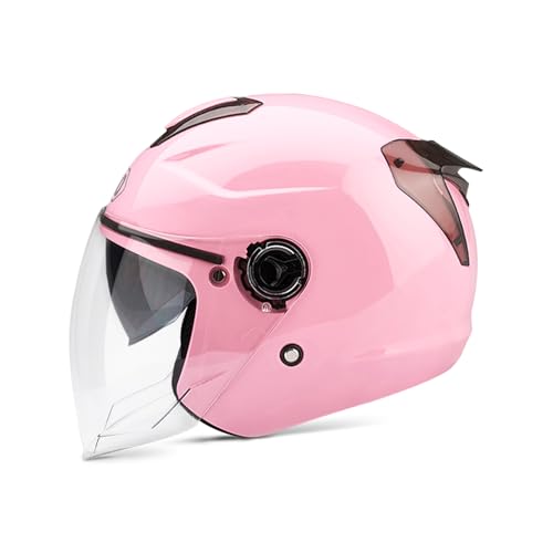 Galatée Cascos De Motocicleta para Hombres y Mujeres, Cascos De Ciclomotor con Viseras.El Cabezal Anticolisión Protege La Seguridad Vial De Los Usuarios（Rosa）